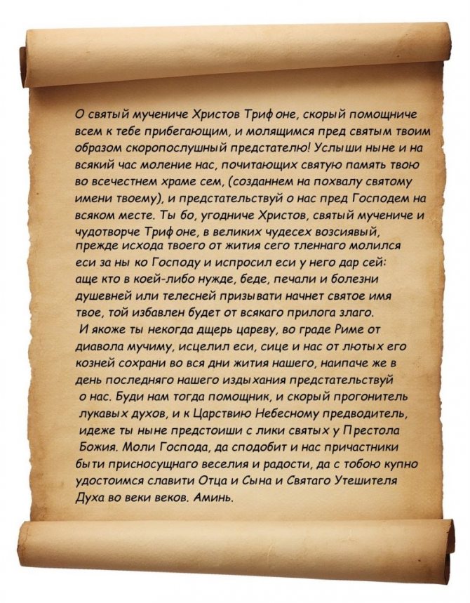 Молитва Св. Трифону