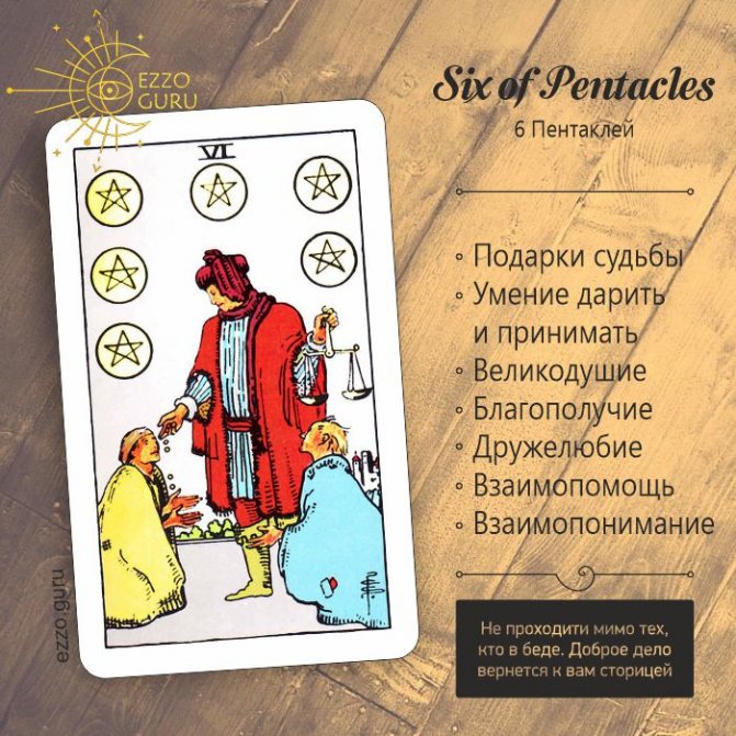 Значение карты Таро 6 Пентаклей